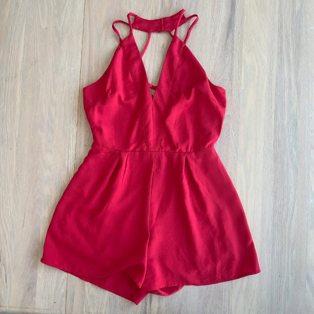 Sienna Sky romper fully lined with keyhole and deep V front M